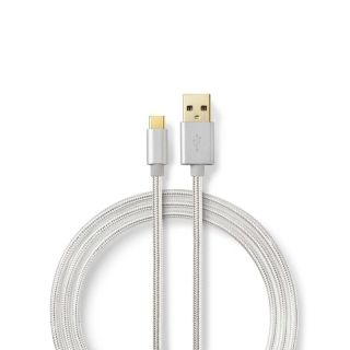 CCTB60600AL20 USB-Kabel | USB 2.0 | USB-A Stecker | USB-C? Stecker | 15 W | 480 Mbps | Vergoldet | 2.00 m | Rund | Geflochten / Nylon | Aluminium | Verpackung mit Sichtfenster