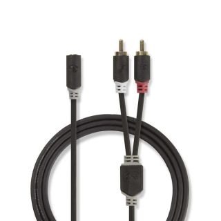CABW22255AT02 Stereo-Audiokabel | 2x RCA Stecker | 3.5 mm Buchse | Vergoldet | 0.20 m | Rund | Anthrazit | Box