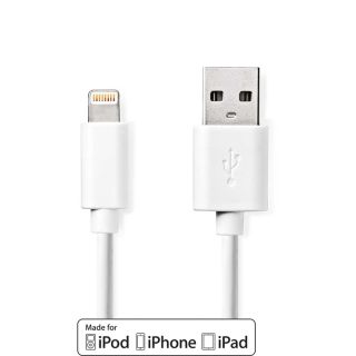 CCGP39300WT30 Lightning Kabel | USB 2.0 | Apple Lightning 8-Pin | USB-A Stecker | 480 Mbps | Vernickelt | 3.00 m | Rund | PVC | Weiss | Plastikbeutel