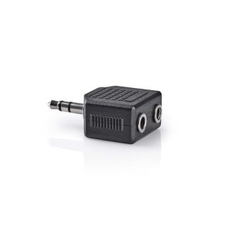 CAGB22945BK Stereo-Audio-Adapter | 3.5 mm Stecker | 2x 3.5 mm Buchse | Vernickelt | Gerade | ABS | Schwarz | 1 Stück | Box