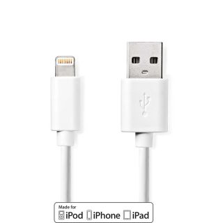 CCGB39300WT10 Lightning Kabel | USB 2.0 | Apple Lightning 8-Pin | USB-A Stecker | 480 Mbps | Vernickelt | 1.00 m | Rund | PVC | Weiss | Box
