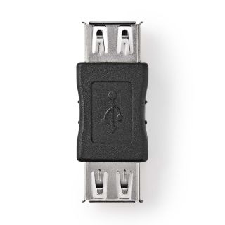 CCGB60900BK USB-A Adapter | USB 2.0 | USB-A Buchse | USB-A Buchse | 480 Mbps | Rund | Vernickelt | PVC | Schwarz | Box