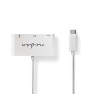 CCGB64760WT02 USB Multi-Port-Adapter | 3 in 1 | USB 3.1 | USB-C? Stecker | USB-A Buchse / USB-C? Buchse / VGA Buchse | 5 Gbps | 0.20 m | Rund | Vernickelt | PVC | Weiss | Blister
