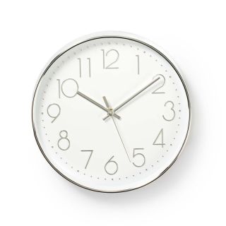 CLWA015PC30SR Wanduhr | Durchmesser: 300 mm | Kunststoff | Silber / Weiss