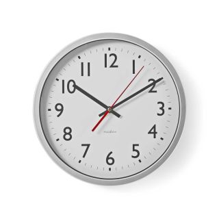 CLWA110WT Wanduhr | Durchmesser: 300 mm | Kunststoff | Silber / Weiss