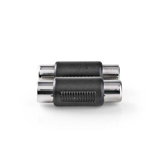 CAGB24952BK Stereo-Audio-Adapter | 2x Cinch Buchse | 2x Cinch Buchse | Vernickelt | Gerade | ABS | Schwarz | 1 Stück | Box