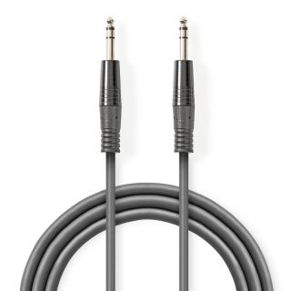 COTH23020GY15 Stereo-Audiokabel | 6.35 mm Stecker | 6.35 mm Stecker | Vernickelt | 1.50 m | Rund | Dunkelgrau | Kartonhülle