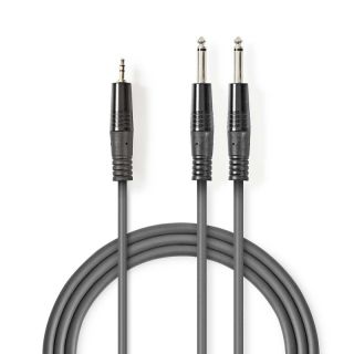 COTH23200GY50 Stereo-Audiokabel | 2x 6.35 mm Stecker | 3.5 mm Stecker | Vernickelt | 5.00 m | Rund | Dunkelgrau | Kartonhülle