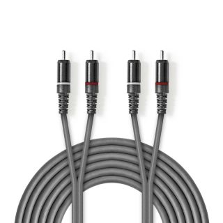 COTH24200GY30 Stereo-Audiokabel | 2x RCA Stecker | 2x RCA Stecker | Vernickelt | 3.00 m | Rund | Dunkelgrau | Kartonhülle
