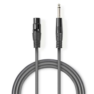 COTH15120GY15 Unausgeglichen Audiokabel | XLR 3-Pin Buchse | 6.35 mm Stecker | Vernickelt | 1.50 m | Rund | PVC | Dunkelgrau | Kartonhülle