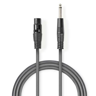 COTG15120GY100 Unausgeglichen Audiokabel | XLR 3-Pin Buchse | 6.35 mm Stecker | Vernickelt | 10.0 m | Rund | PVC | Dunkelgrau | Kartonverpackung