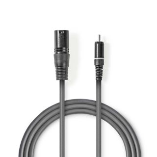 COTH15205GY15 Unausgeglichen Audiokabel | XLR 3-Pin Stecker | RCA | Vernickelt | 1.50 m | Rund | PVC | Dunkelgrau | Kartonhülle