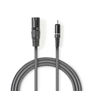 COTH15205GY30 Unausgeglichen Audiokabel | XLR 3-Pin Stecker | RCA | Vernickelt | 3.00 m | Rund | PVC | Dunkelgrau | Kartonhülle