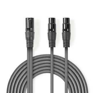 COTH15025GY15 Balanced Audio-Kabel | XLR 3-Pin Stecker | 2x XLR 3-Pin Buchse | Vernickelt | 1.50 m | Rund | PVC | Dunkelgrau | Kartonhülle