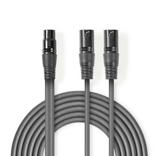 COTH15020GY15 Balanced Audio-Kabel | 2x XLR 3-Pin Stecker | XLR 3-Pin Buchse | Vernickelt | 1.50 m | Rund | PVC | Dunkelgrau | Kartonhülle