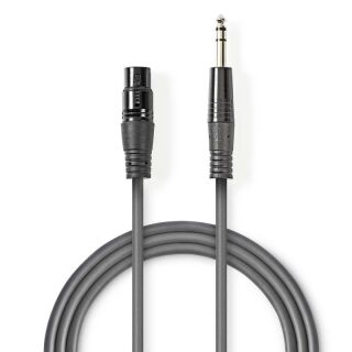 COTH15110GY15 Balanced Audio-Kabel | XLR 3-Pin Buchse | 6.35 mm Stecker | Vernickelt | 1.50 m | Rund | PVC | Dunkelgrau | Kartonhülle