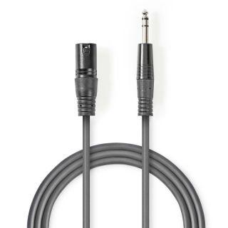 COTH15100GY15 Balanced Audio-Kabel | XLR 3-Pin Stecker | 6.35 mm Stecker | Vernickelt | 1.50 m | Rund | PVC | Dunkelgrau | Kartonhülle