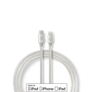 CCTB39650AL20 Lightning Kabel | USB 2.0 | USB-C? Stecker | Apple Lightning 8-Pin | 480 Mbps | Vergoldet | 2.00 m | Rund | Geflochten / Nylon | Aluminium | Verpackung mit Sichtfenster