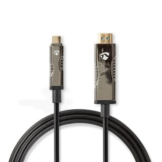 CCBG6410BK100 optische USB-Kabel (aktiv) | USB-C? Stecker | HDMI? Stecker | 18 Gbps | 10.0 m | Rund | PVC | Schwarz | Kartonverpackung