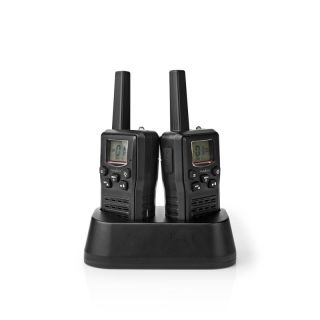 WLTK1010BK Walkie-Talkie-Set | 2 Hörer | Bis zu 10 km | Frequenzkanäle: 8 | PTT / VOX | Bis zu 6 Hours | Ladestation enthalten | Kopfhörerausgang | Schwarz