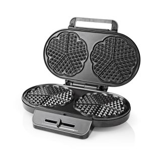 KAWP110FBK Waffeleisen | 2 x 5 Heart shaped waffles | 12 cm | 1200 W | Automatischer Temperaturkontrolle | Kunststoff / Metall