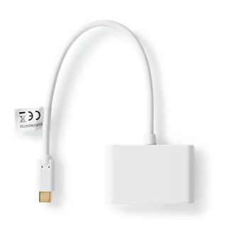 CCGB65960WT02 USB Multi-Port-Adapter | 2-in-1 | USB 3.2 Gen 1 | USB-C? Stecker | 2x USB-A | 1000 Mbps | 0.20 m | Rund | Vernickelt | PVC | Weiss | Blister