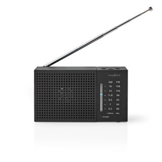 RDFM1200BK FM-Radio | Tragbare Ausführung | AM / FM | Batteriebetrieben | Analog | 1.5 W | Scharz-weiß Monitor | Kopfhörerausgang | IP20 | Schwarz