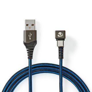 GCTB60600BK10 USB-Kabel | USB 2.0 | USB-A Stecker | USB-C? Stecker | 480 Mbps | Vergoldet | 1.00 m | Rund | Geflochten / Nylon | Blau / Schwarz | Verpackung mit Sichtfenster