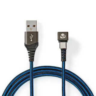 GCTB60600BK20 USB-Kabel | USB 2.0 | USB-A Stecker | USB-C? Stecker | 480 Mbps | Vergoldet | 2.00 m | Rund | Geflochten / Nylon | Blau / Schwarz | Verpackung mit Sichtfenster
