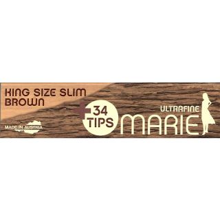Marie King Size Slim Ultrafine BROWN 34 Blättchen + 34 Filter Tips