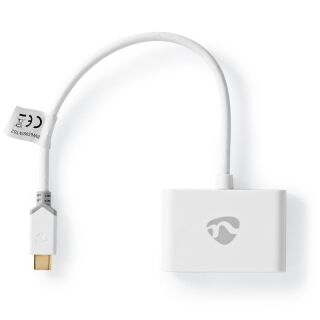 CCBW65960WT02 USB Multi-Port-Adapter | 2-in-1 | USB 3.1 Gen1 | USB-C? Stecker | 2x USB-A | 1000 Mbps | 0.20 m | Rund | Vergoldet | PVC | Weiss | Verpackung mit Sichtfenster