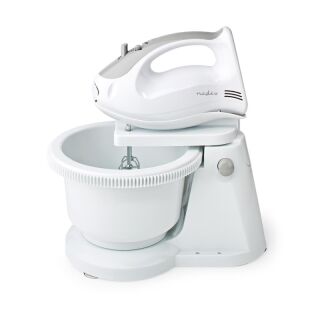 KAHM110CWT Handmixer | 200 W | 5 Geschindigkeitsstufen | Turbo Funktion | Schüssel drehen / 2 Knethaken / 2 Quirle | Grau / Weiss