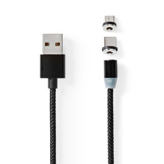 CCGB60630BK20 USB-Kabel | USB 2.0 | USB-A Stecker | USB Micro-B Stecker / USB-C? Stecker | 10 W | No Data Transfer | Vernickelt | 2.00 m | Rund | Nylon | Schwarz | Box