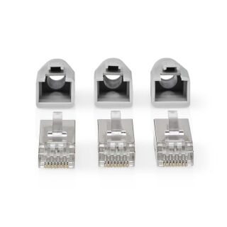 CCBW89370GY RJ45-Stecker | RJ45 Pass Through | Festes/verseiltes FTP CAT6 | Gerade | Vergoldet | 10 Stück | Polycarbonate | Grau / Schwarz / Weiss | Box