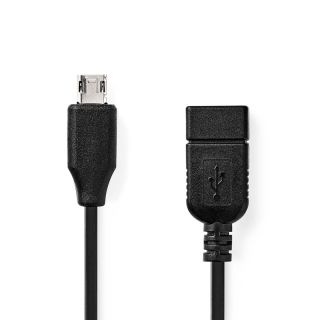 CCGB60515BK02 USB Micro-B Adapter | USB 2.0 | USB Micro-B Stecker | USB-A Buchse | 480 Mbps | 0.20 m | Rund | Vernickelt | PVC | Schwarz | Box