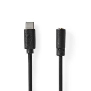 CCGB65960BK10 USB-C? Adapter | USB 2.0 | USB-C? Stecker | 3.5 mm Buchse | 1.00 m | Rund | Vernickelt | PVC | Schwarz | Box