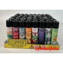 Clipper Feuerzeug Rund, 48er-Set, div. Motiv + 1 Display