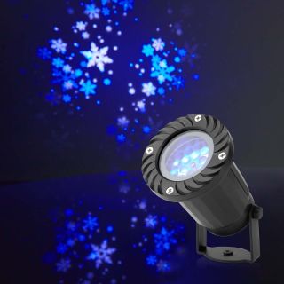 CLPR1 Dekoratives Licht | LED-Schneeflocken-Projektor | Weiße und blaue Eiskristalle | Innen- und Aussenbereich #1