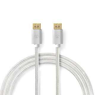 CCTB37014AL20 Displayport-Kabel | DisplayPort Stecker | DisplayPort Stecker | 8K@60Hz | Vergoldet | 2.00 m | Rund | Geflochten | Silber | Verpackung mit Sichtfenster
