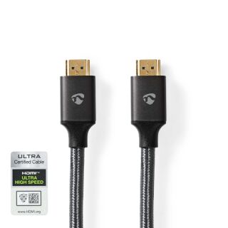 CVTB35000GY50 Ultra High Speed ??HDMI ? -Kabel | HDMI? Stecker | HDMI? Stecker | 8K@60Hz | 48 Gbps | 5.00 m | Rund | 6.7 mm | Gun Metal Grau | Verpackung mit Sichtfenster