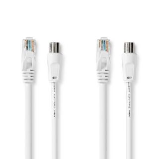 CSGB4500WT30 Coax & Cat6 Kombikabel | IEC (Coax) Stecker / RJ45 Stecker | IEC (Coax) Buchse / RJ45 Stecker | Vernickelt | RG58 | 75 Ohm | Doppelt geschirmt | 3.00 m | Rund | PVC | Weiss | Box