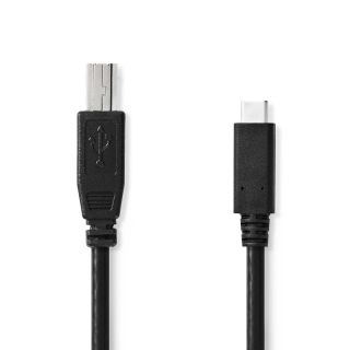CCGL60650BK10 USB-Kabel | USB 2.0 | USB-C? Stecker | USB-B Stecker | 480 Mbps | Vernickelt | 1.00 m | Rund | PVC | Schwarz | Label