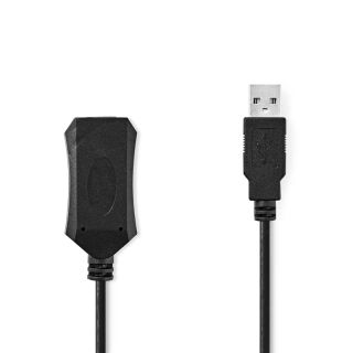 CCGL60EXTBK100 Aktive USB-Kabel | USB 2.0 | USB-A Stecker | USB-A Buchse | 480 Mbps | 10.0 m | Rund | Vernickelt | PVC | Kupfer | Label