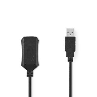 CCGL60EXTBK200 Aktive USB-Kabel | USB 2.0 | USB-A Stecker | USB-A Buchse | 480 Mbps | 20.0 m | Rund | Vernickelt | PVC | Kupfer | Label