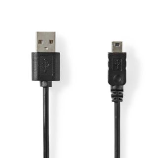 CCGL60301BK20 USB-Kabel | USB 2.0 | USB-A Stecker | Mini 5-Pin Stecker | 480 Mbps | Vernickelt | 2.00 m | Rund | PVC | Schwarz | Label