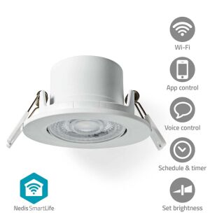 WIFILCS10WT SmartLife Deckenleuchte | Warm bis kühlen weiß | Rund | Durchmesser: 52 mm | 68 - 74 mm | 360 lm | 2700 - 6500 K | IP20 | Energieklasse: F | Android? / IOS