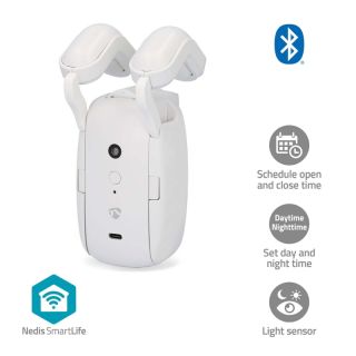 BTMC10WT1PC SmartLife Vorhang Roboter | Stangenschiene | Vorhänge | Batteriebetrieben / Stromversorgung über USB | 4000 mAh | Bluetooth® | Weiss