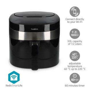 KAAF180BKW SmartLife Heißluftfritteuse | Wi-Fi | 7,2 l | Timer: 60 min | Anzahl voreingestellter Programme: 8 | Digital | Android? / IOS | Schwarz