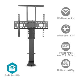 TVSM5840BK Motorisierter TV-Lift | 37 - 80  | maximal unterstützes Bildschirmgewicht: 60 kg | Built-in Schaltschrankbau | Hubbereich: 79 - 184 cm | ferngesteuert | ABS / Stahl | Schwarz