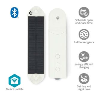 BTMR10WT SmartLife Vorhang Roboter | Kabelanlage | Flächenvorhänge / Raffrollos / Rollos | Netzstromversorgung / Solar Powered | 2000 mAh | Bluetooth® | Weiss
